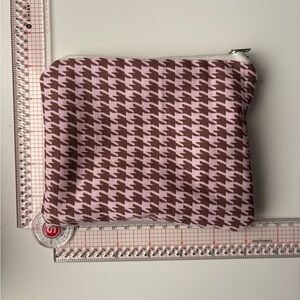 Pink and Brown Houndstooth Zip Pouch